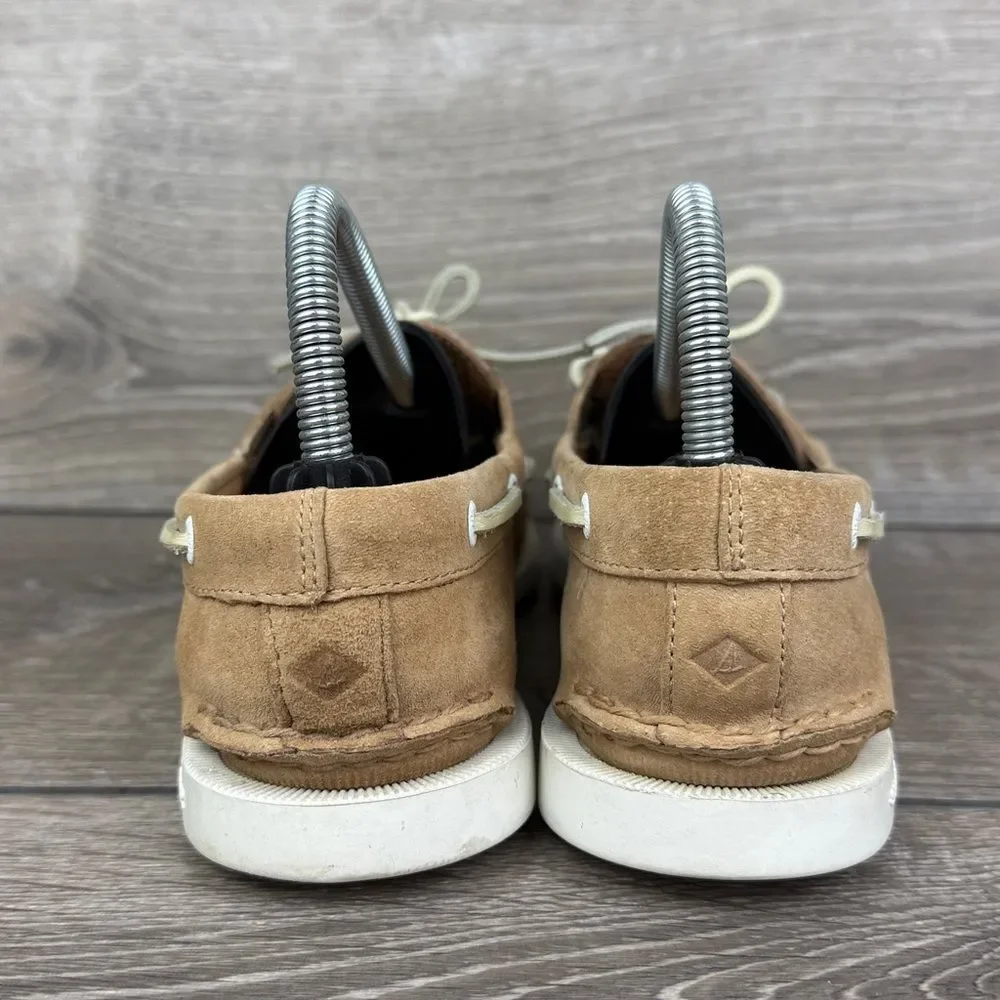 Sperry Top Sider Authentic Original Women’s Sz 8.5 Tan Leather 2-Eye Moccasins